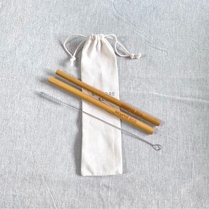 Siempre Eco Sustainable Zero Waste Bamboo Straw + Brush Set - 2+1pcs